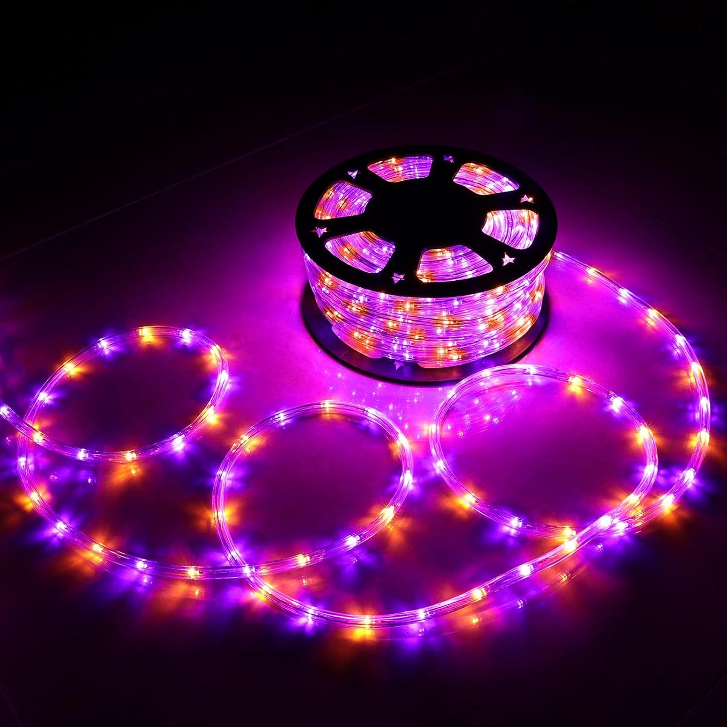 100ft LED Rope Lights Outdoor, 720 LED Connectable and Flexible Tube Lights with 8 Modes, Waterproof Indoor Outdoor LED Rope Lighting for Deck, Garden, Pool, Patio, Holloween Decor (Orange & Purple)