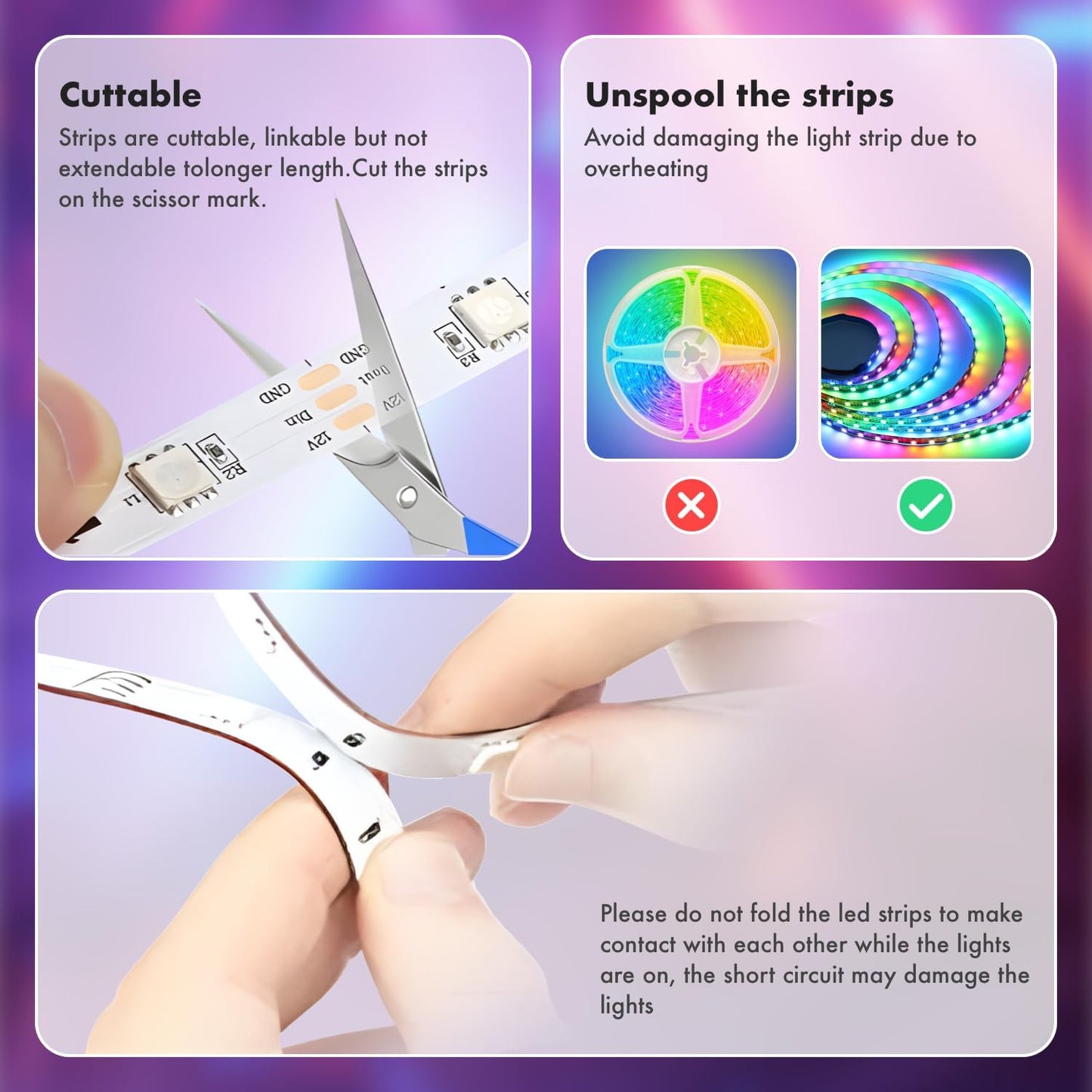 100 ft(2 Rolls of 50ft) IC+RGB,Led Lights for Bedroom,Music Sync Color Changing,Led Strip Lights,with Remote App Control Led Strip,Led Lights for Room Home Kitchen Decor Party