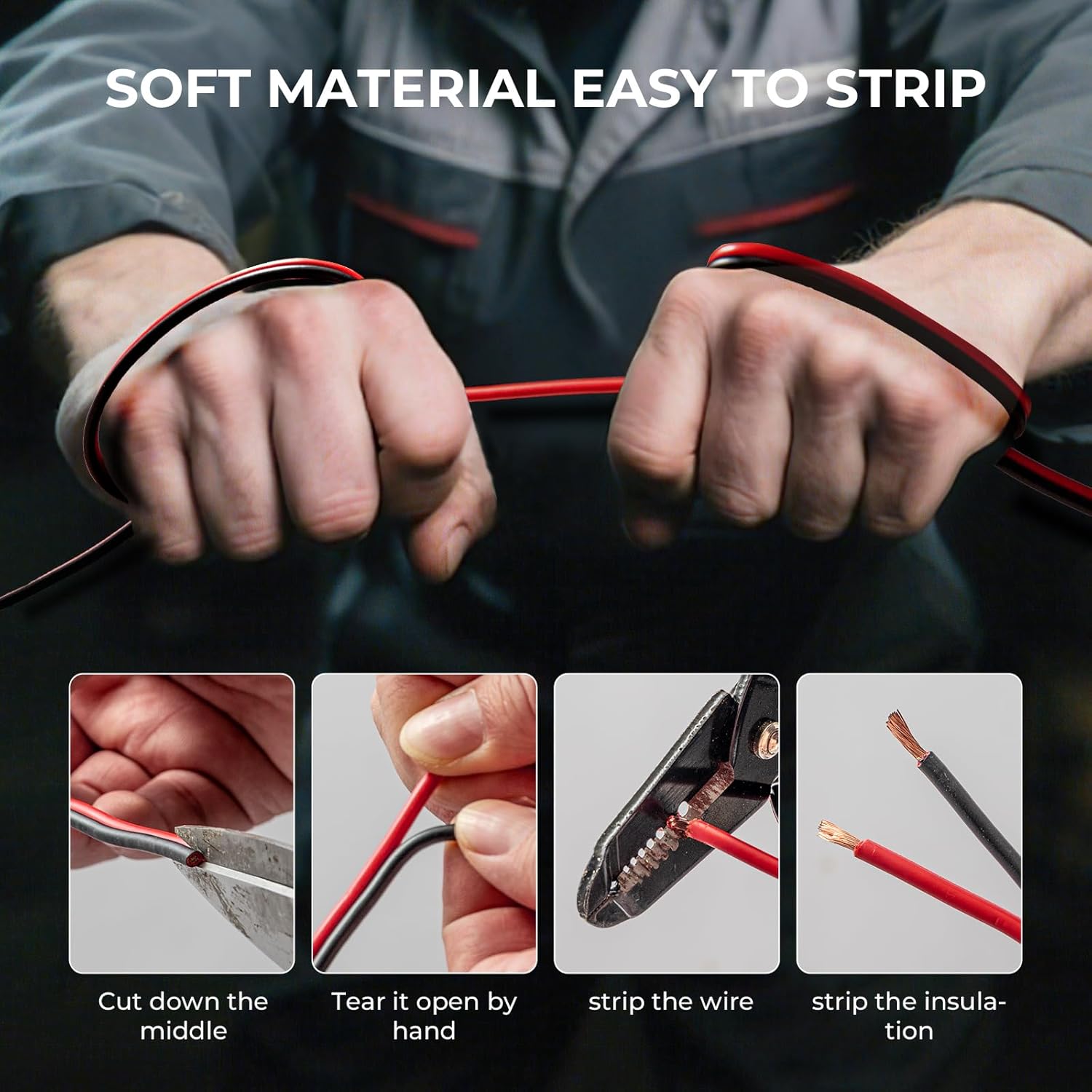 PUDKLE 12 Gauge/12 AWG Copper Clad Aluminum 2 Conductor Red Black - image 3