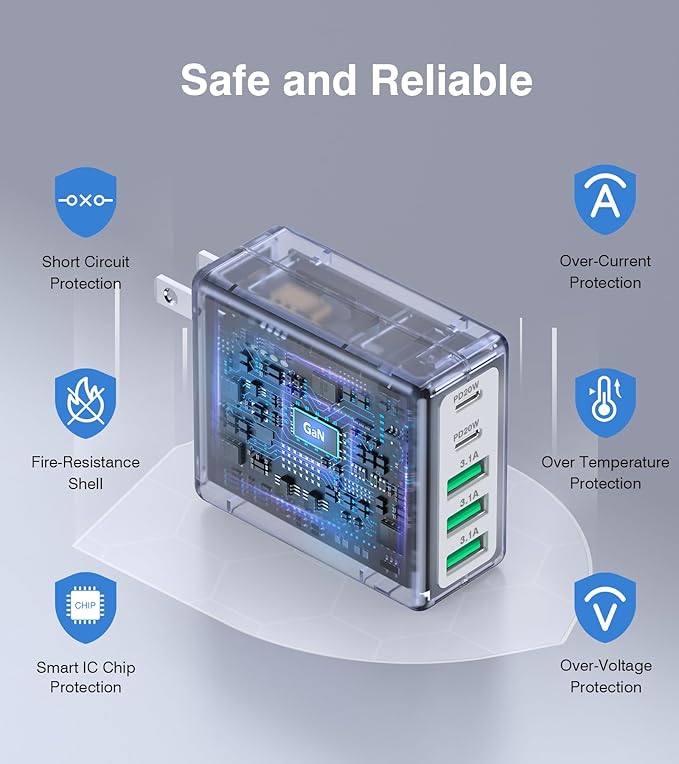 Qwinjwin [2-Pack] 50W USB C Wall Charger Block,5-Port Type C Fast - image 5