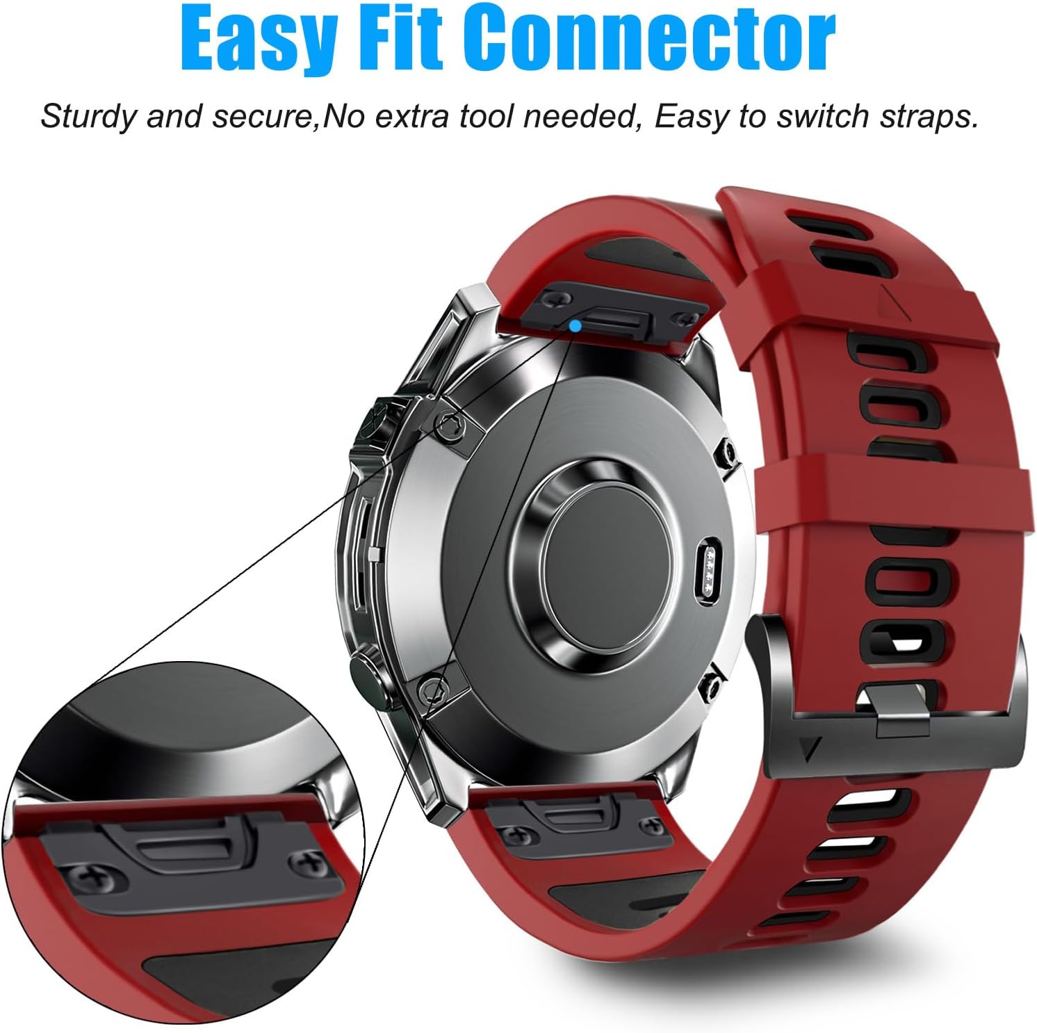 ZPJPPLX 22mm Sport Silicone Band Compatible with Garmin Fenix8 AMOLED - image 3
