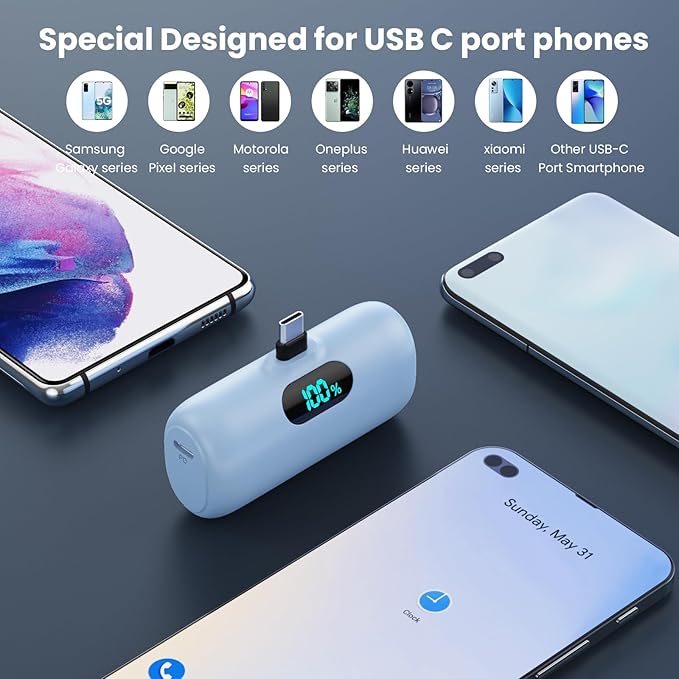 Swyop [2-Pack] Mini Portable Charger 5000mAh Power Bank,3A PD USB C - image 7