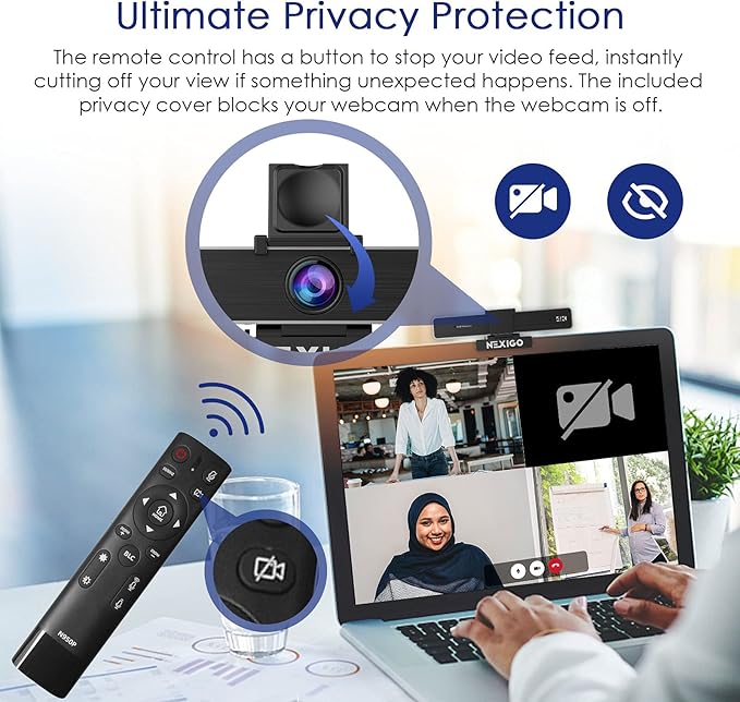 Zoom Certified, NexiGo N950P (Gen 2) 4K Zoomable Webcam, RF Remote - image 8