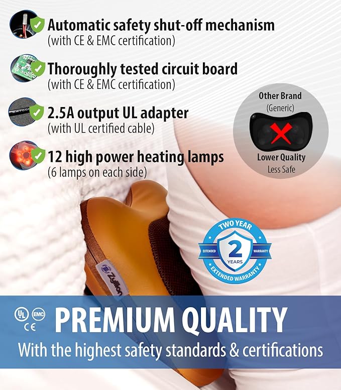 Zyllion Shiatsu Back and Neck Massager with Heat - Everyday Use - image 2