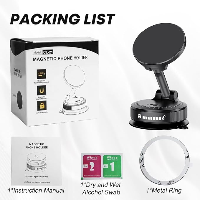 Lamway Magsafe car Mount 108 LBS Strongest Suction & 3600 gf Strongest - image 8