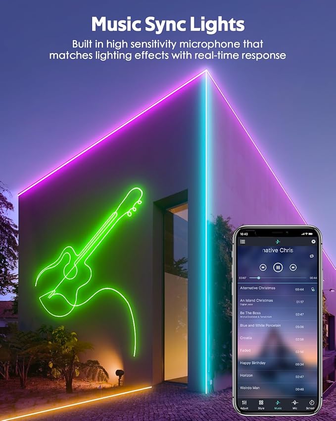 Samsion 110V Bluetooth RGB COB LED Strip Light 10FT Multicolor - image 2