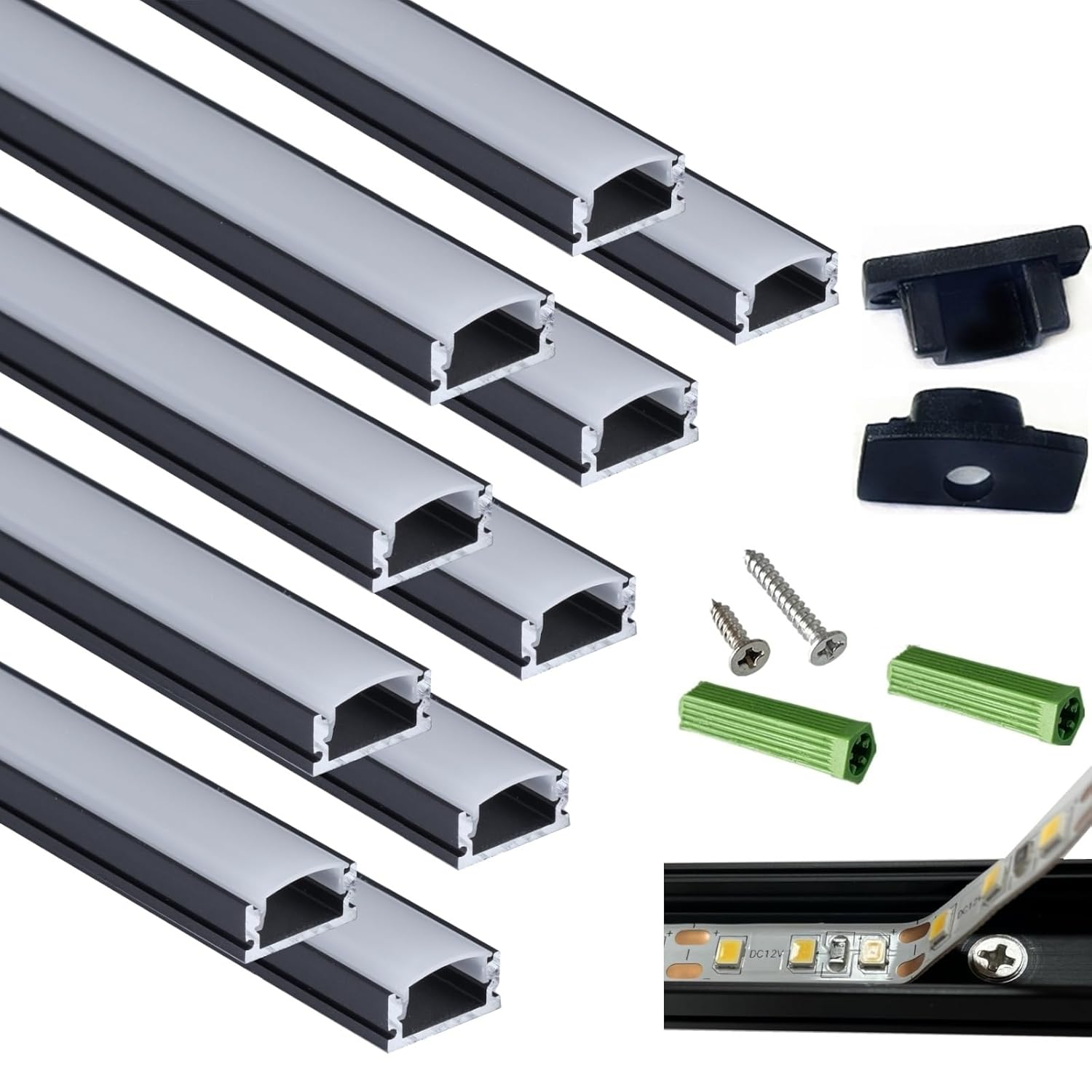 THMOOTHER 10-Pack 3.28FT Pre-Drilled Countersunk Hole LED Strip U - image 1