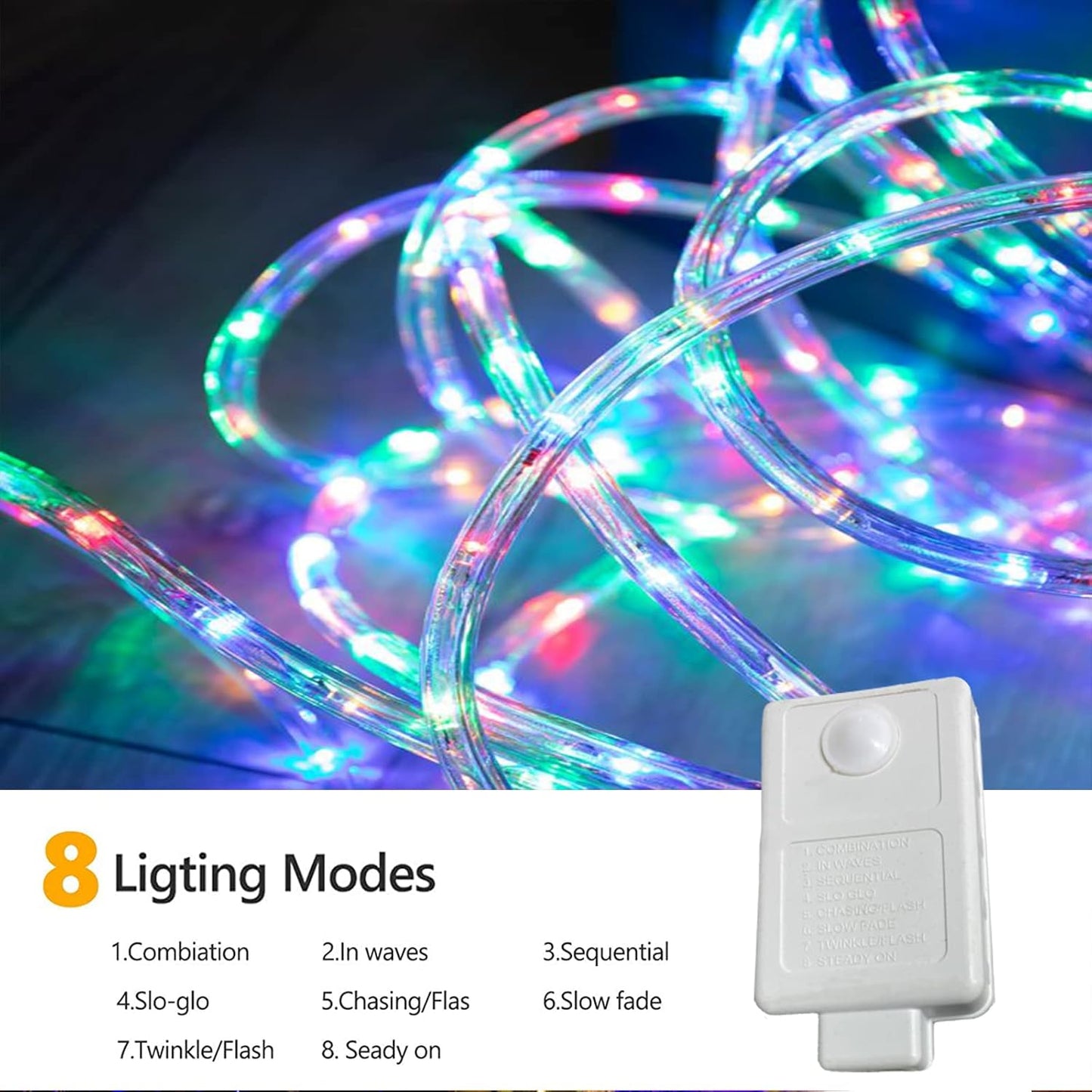 100ft LED Rope Lights Outdoor, 720 LED Connectable and Flexible Tube Lights with 8 Modes, Waterproof LED Rope Lighting for Garden, Patio, Pool, Bedroom, Party, Indoor Outdoor Decoration (Multicolor)