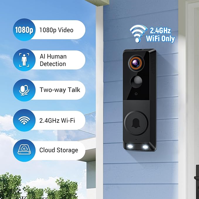 SearByte 1080P Wireless Smart Doorbell Camera, AI Human Detection - image 4