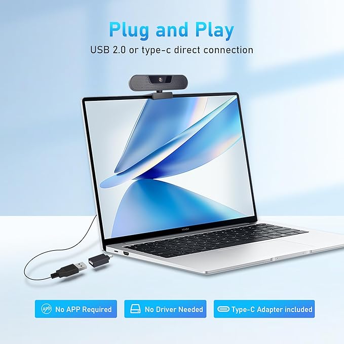 1080P 60FPS Webcam, VIZOLINK FHD computer video camera with 4 - image 6