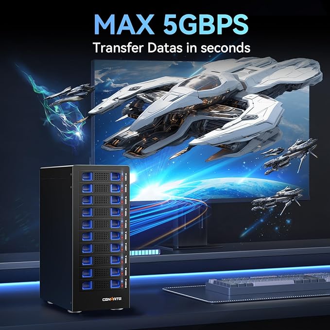 cenmate 10 Bay Hard Drive Enclosure with Cooling Fan for 2.5/3.5" SATA - image 3