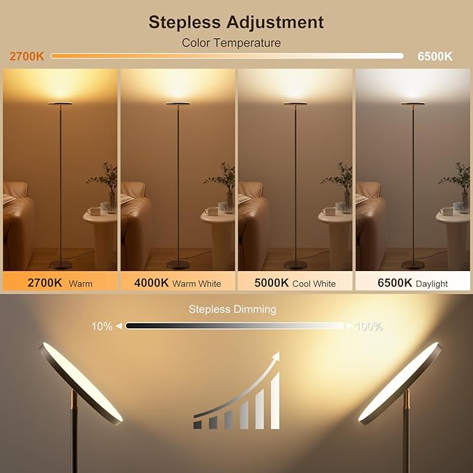 FULSUNT 𝐑𝐆𝐁 Torchiere Floor Lamps for Living Room - Everyday Use - image 4