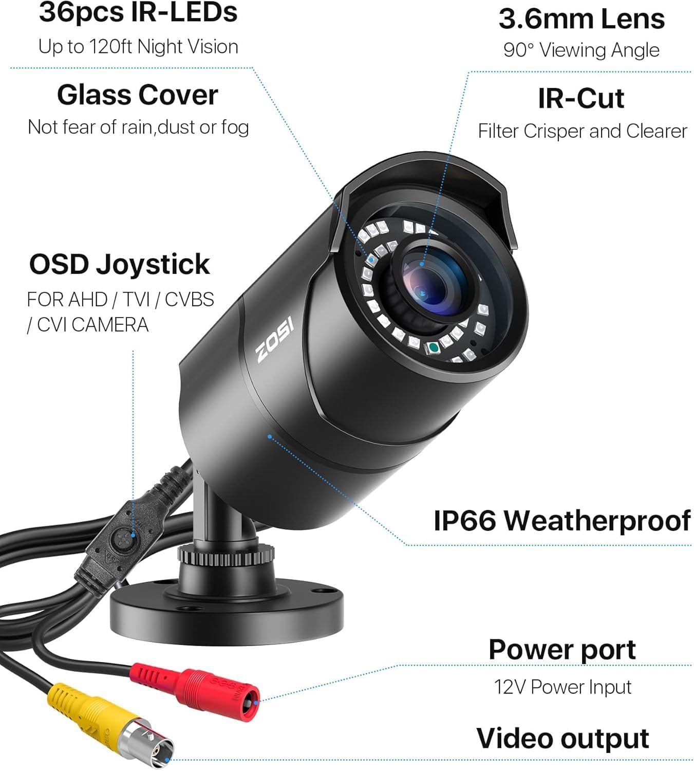 ZOSI 1080P 1920TVL Security Camera Outdoor Indoor,Hybrid 4-in-1 - image 8