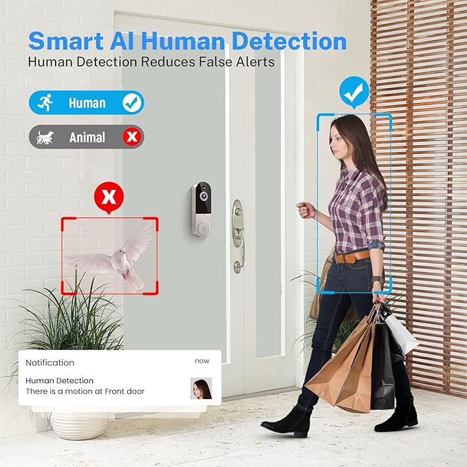HopeFlex 1080P Smart Wireless Video Doorbell Camera, AI Human - image 3