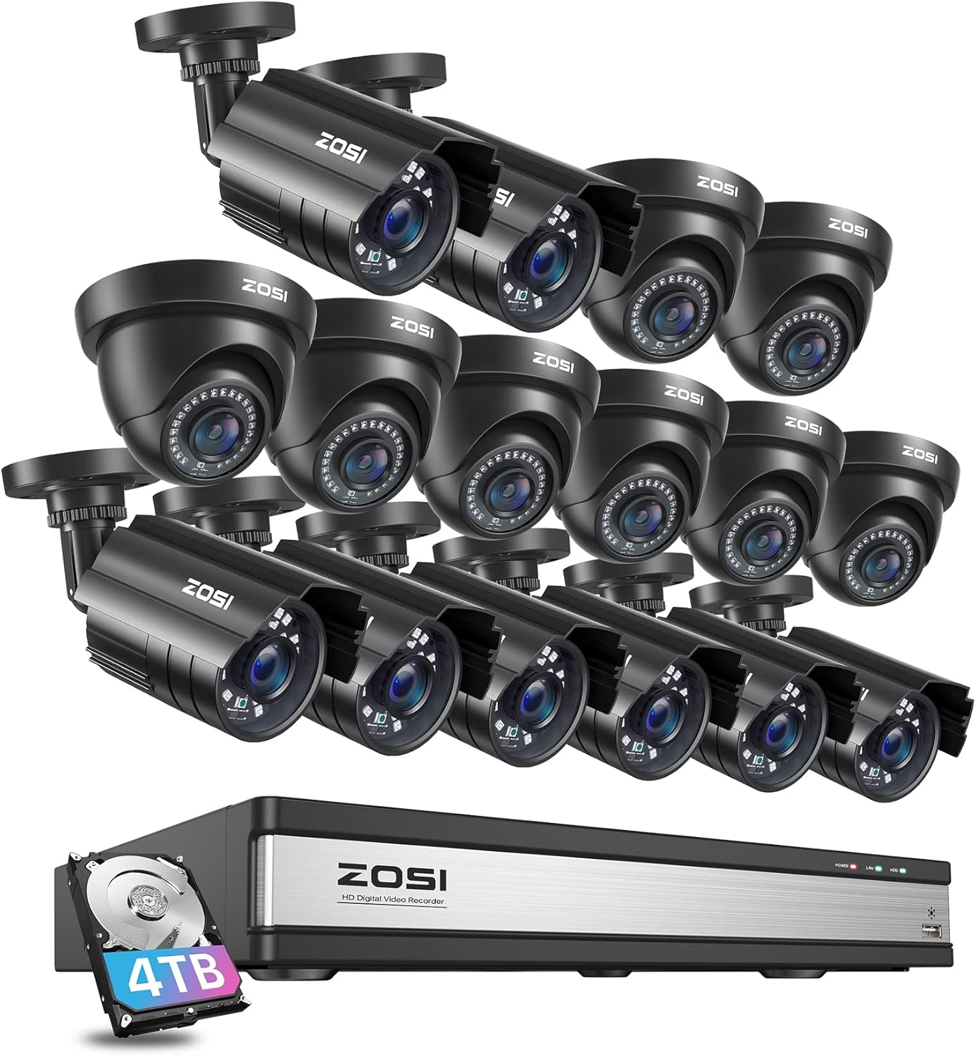 ZOSI 16CH Security Camera System with AI Human Vehicle Detection,16 - image 1