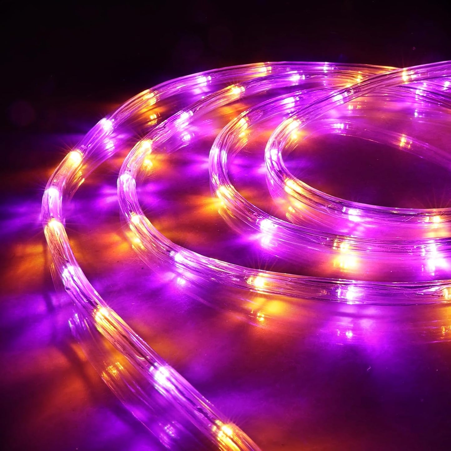 100ft LED Rope Lights Outdoor, 720 LED Connectable and Flexible Tube Lights with 8 Modes, Waterproof Indoor Outdoor LED Rope Lighting for Deck, Garden, Pool, Patio, Holloween Decor (Orange & Purple)