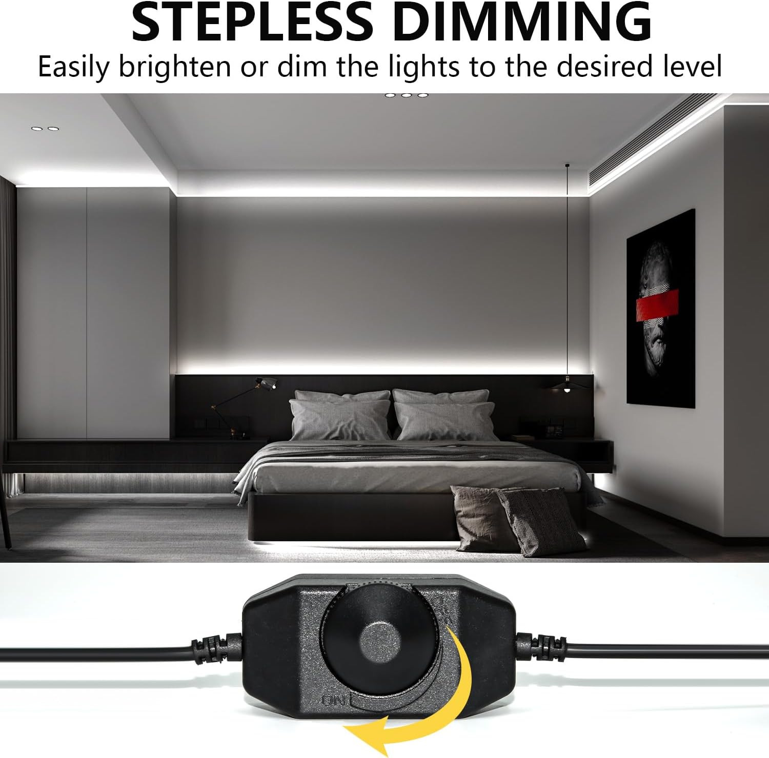 ollrieu 10ft White LED Strip Lights,12V Dimmable Tape Lighting - image 2