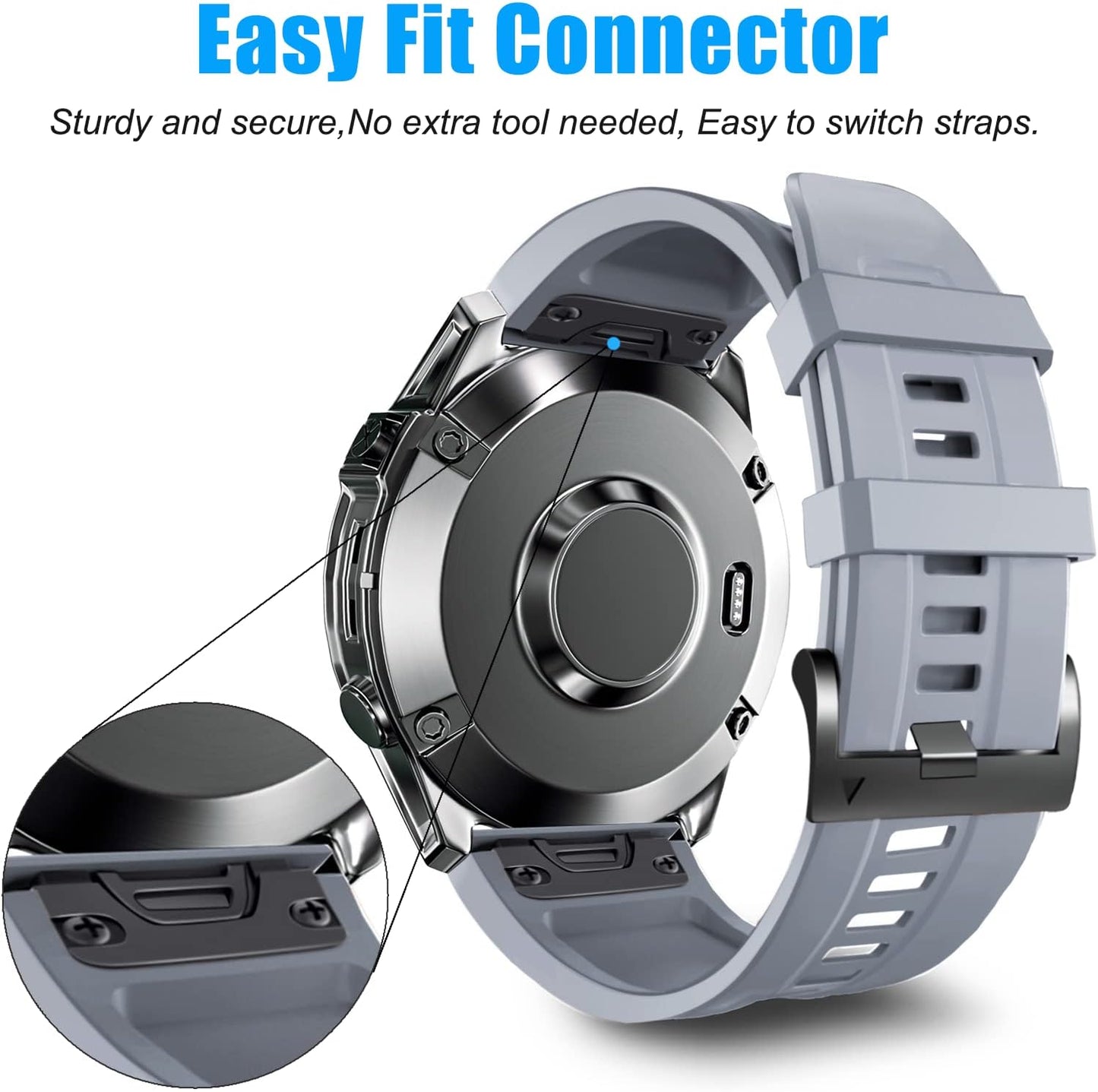 ZPJPPLX 22mm Quick-Fit Silicone Band Compatible with Garmin Fenix 8 - image 5