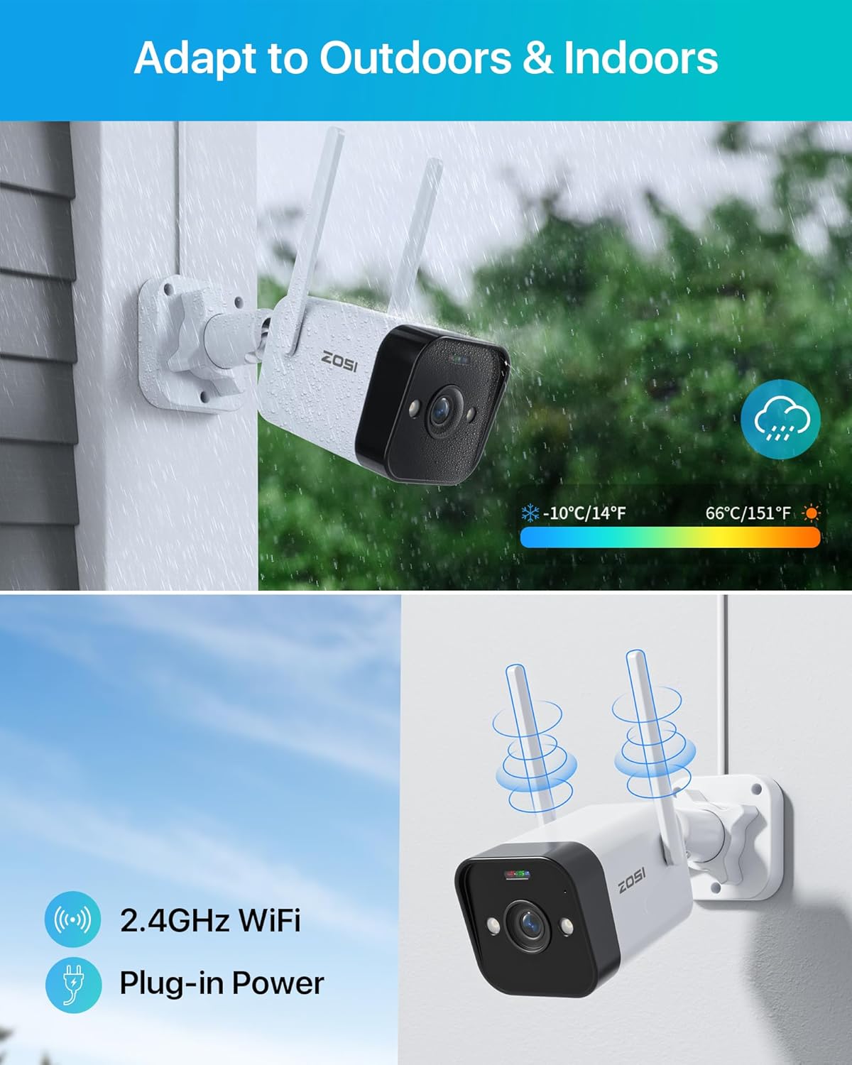 ZOSI Outdoor Security Camera,4MP Plug-in WiFi Cam with Spotlight Sound - image 6