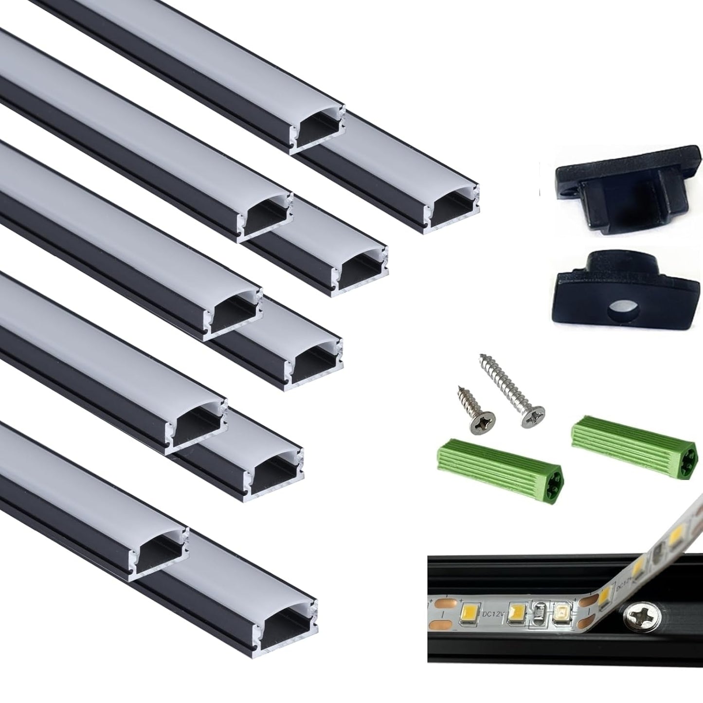 THMOOTHER 10-Pack 6.56FT Pre-Drilled Countersunk Hole LED Strip U - image 1