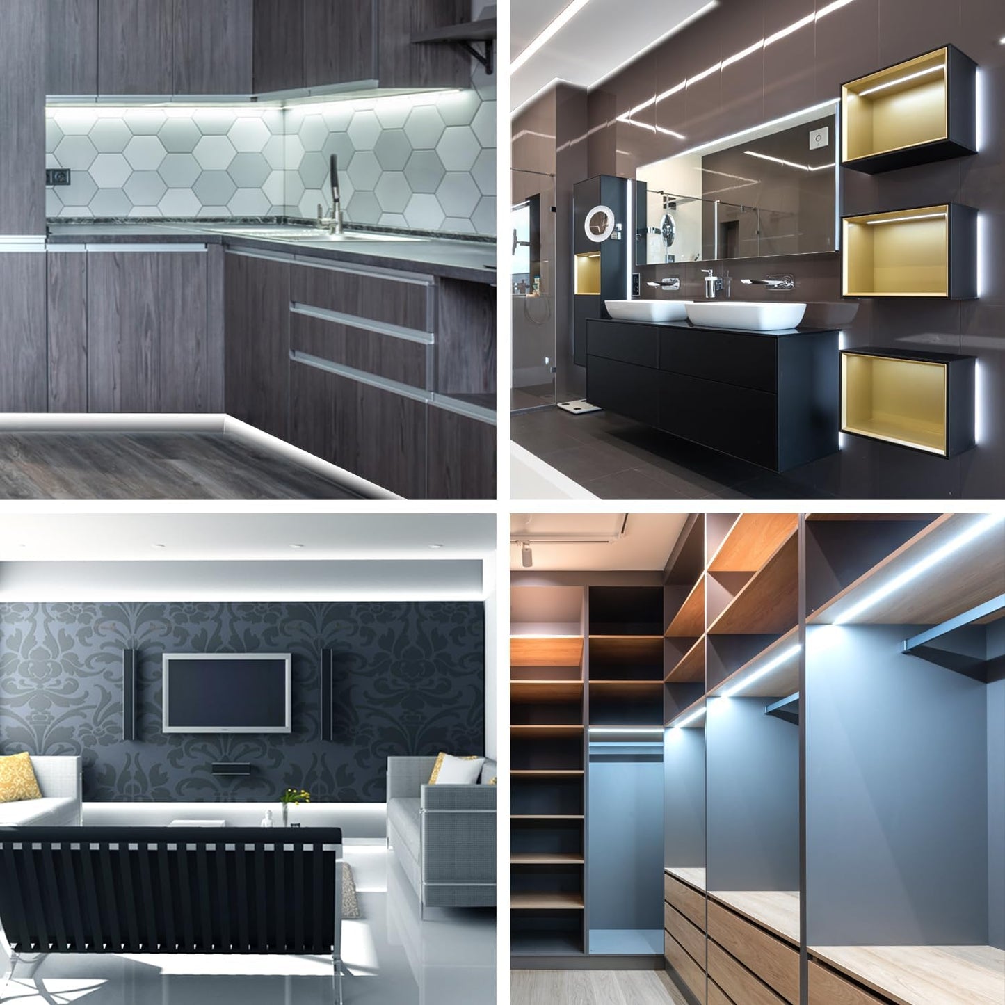 100ft COB LED Strip Lights DC 24V Dimmable 6000K White Flexible LED Tape Light for Bedroom, with Remote and app Control LED Tape Lights,for DIY Home Decoration