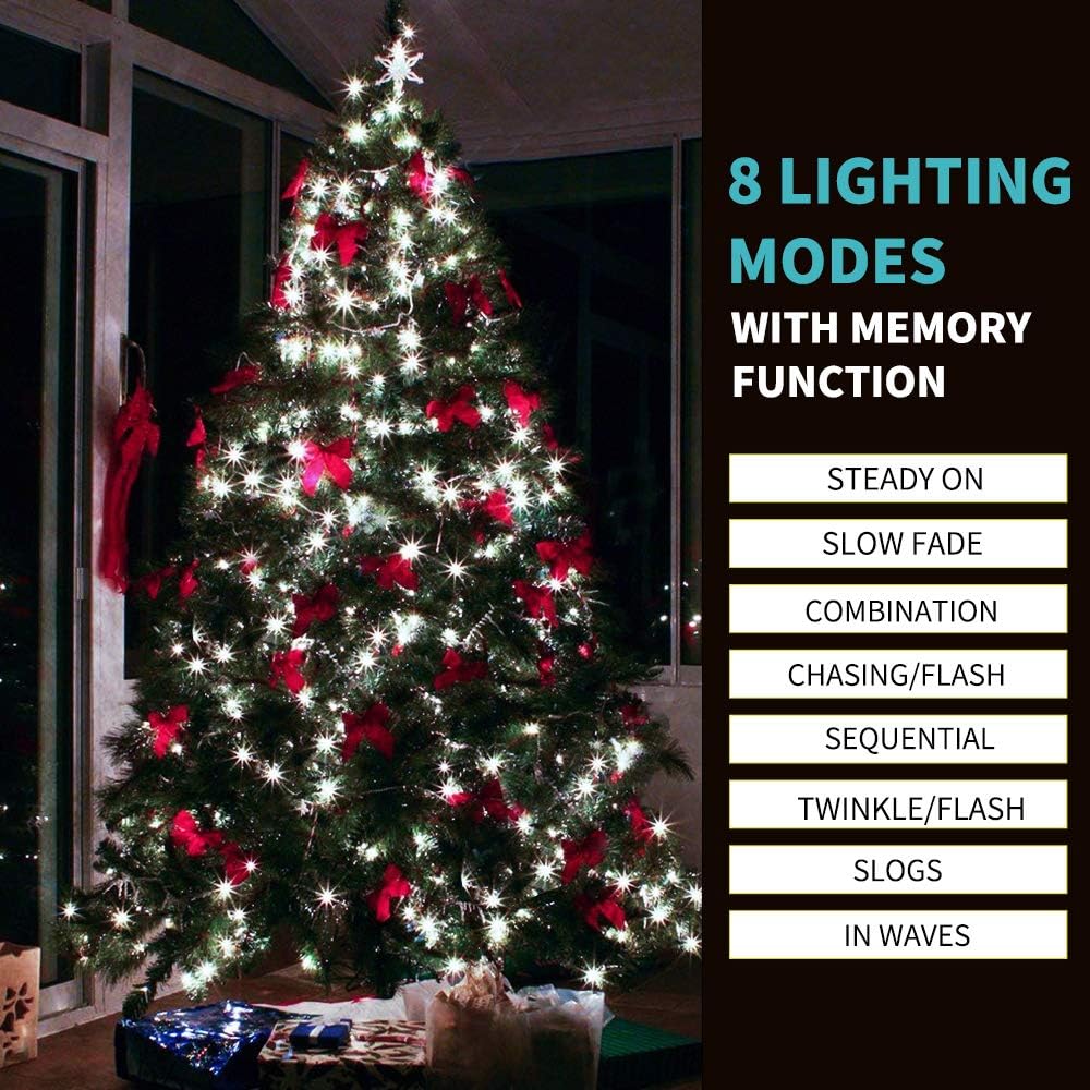 OUTYLTS 1000 LED 328ft 8 Modes with Timer Christmas String Lights IP55 - image 8