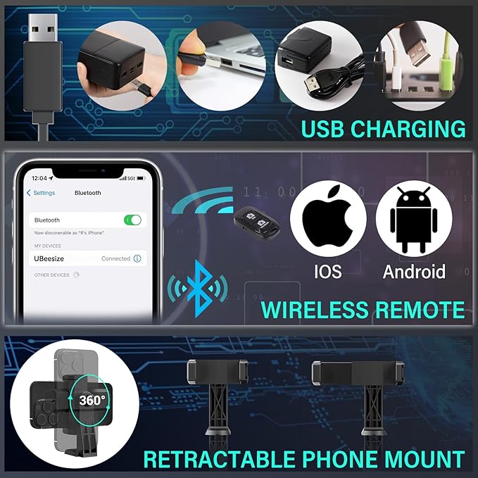 UBeesize 14'' Foldable Ring Light with 62'' Tripod Stand and Phone - image 5