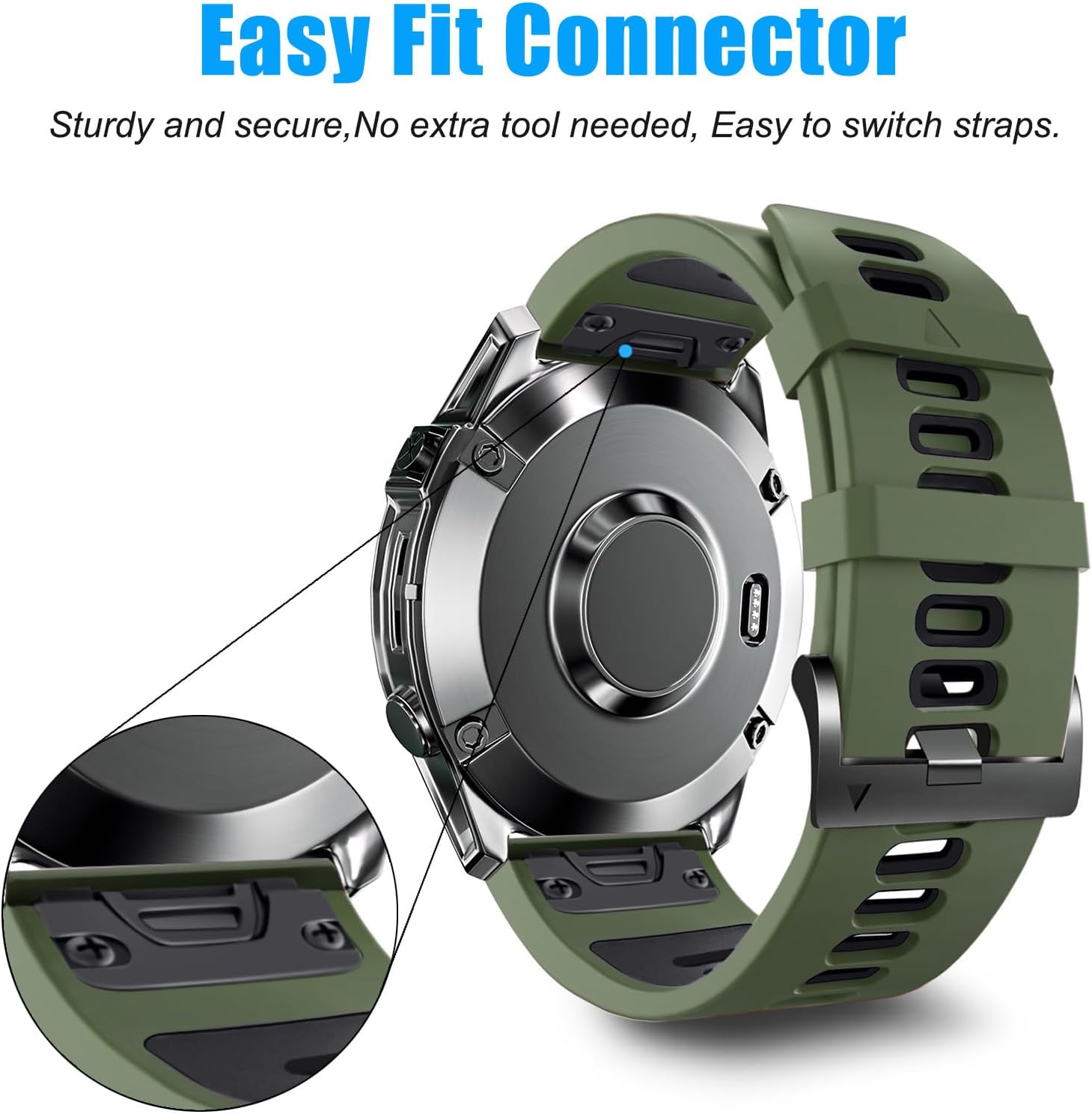 ZPJPPLX 22mm Sport Silicone Band Compatible with Garmin Fenix8 AMOLED - image 3