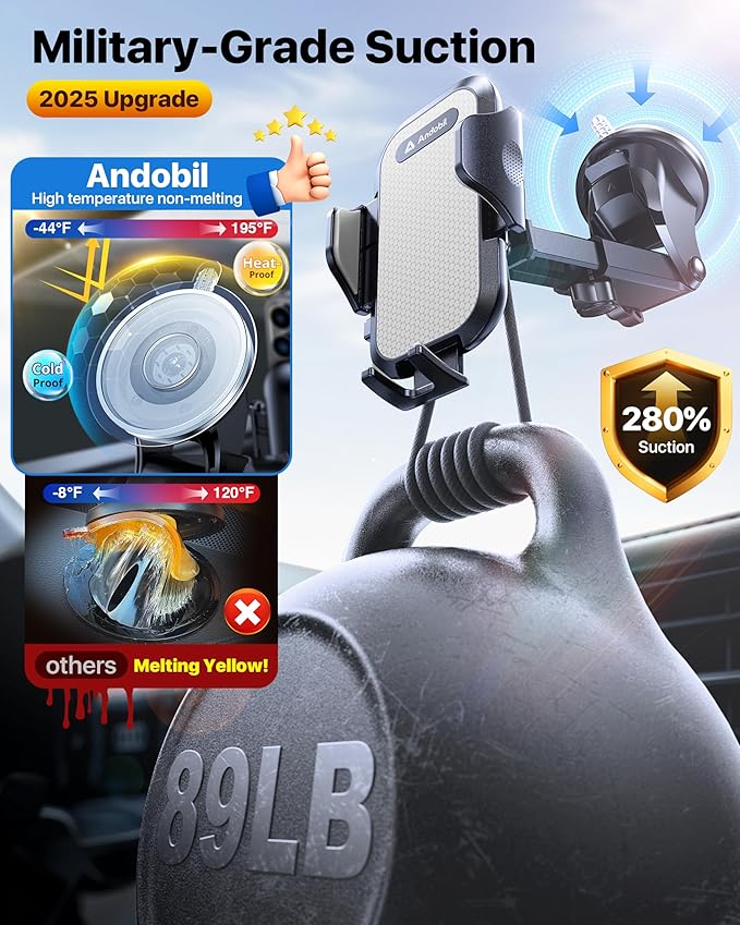andobil Car Phone Holder Mount (Strong Suction&Bumpy Road Stable) - image 3