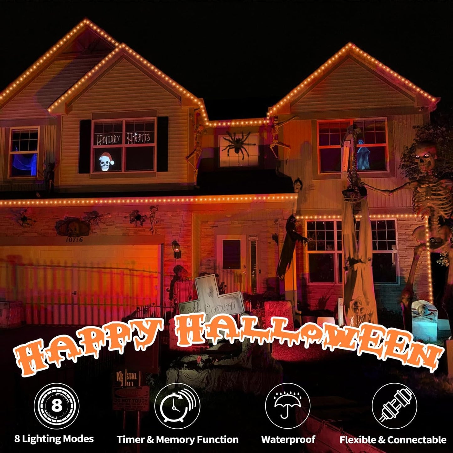 100ft LED Rope Lights Outdoor, 720 LED Connectable and Flexible Tube Lights with 8 Modes, Waterproof Indoor Outdoor LED Rope Lighting for Deck, Garden, Pool, Patio,Party, Holloween Decoration (Orange)