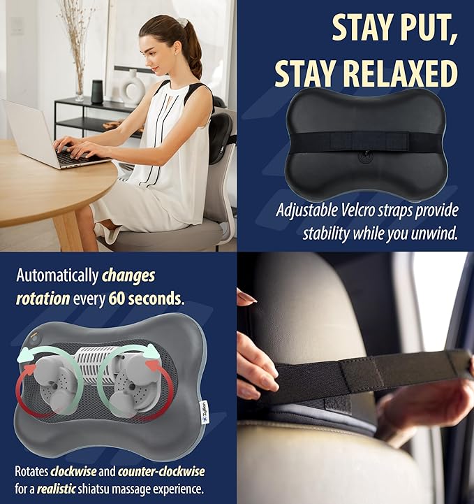 Zyllion Shiatsu Back and Neck Massager with Heat - Everyday Use - image 4