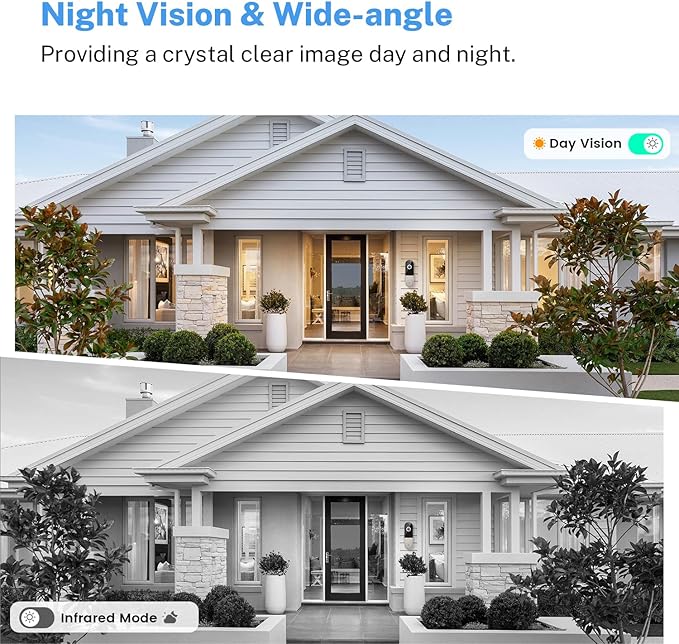 BotMelt 1080P Wireless Video Doorbell Camera with Receiver, Night - image 2