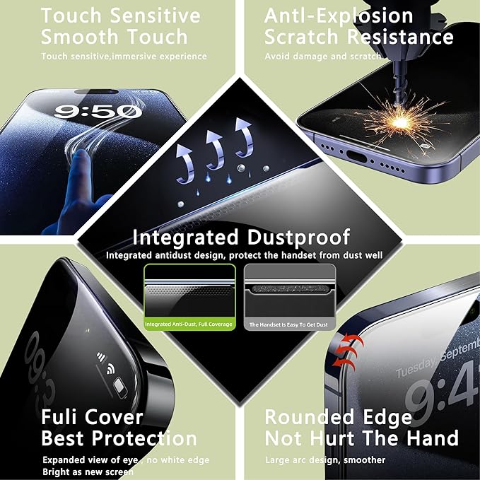 (2-Pack Anti Blue Light Matte Screen Protector for iPhone 12 Pro Max (6.7-Inch),9H Tempered Glass,Anti-Glare,Full Coverage,Anti-Fingerprint,Auto Dust Removal,Bubble-Free