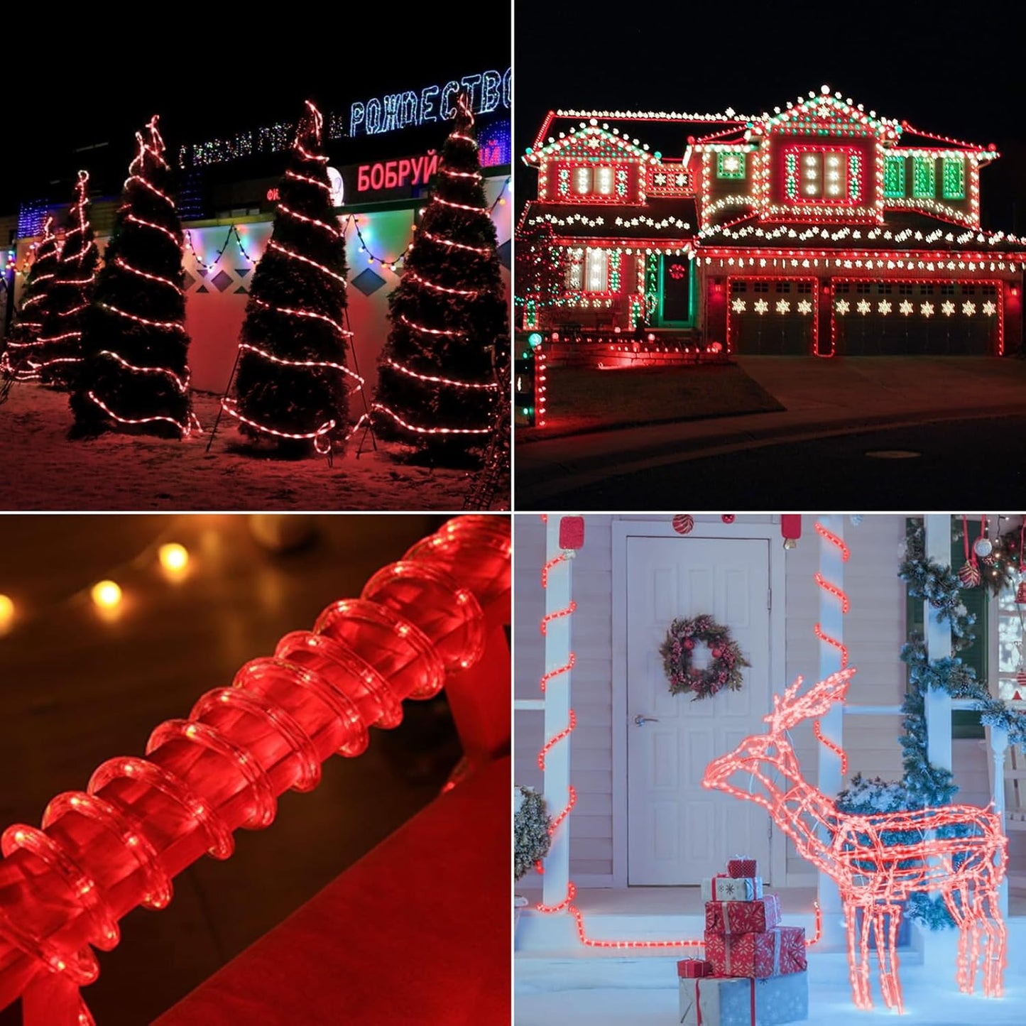 100ft LED Rope Lights Outdoor, 720 LED Connectable and Flexible Tube Lights with 8 Modes, Waterproof LED Rope Lighting for Garden, Patio, Pool, Bedroom, Party, Indoor Outdoor Christmas Decor (Red)