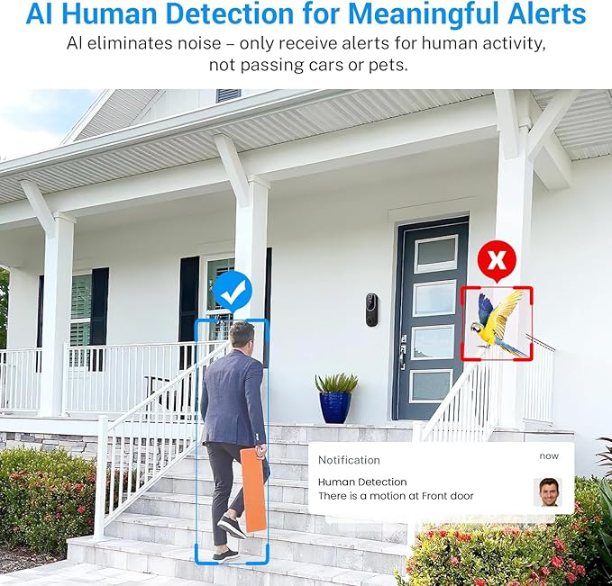 ByteBlaz 1080p Wireless Video Doorbell Camera, Smart AI Human - image 3