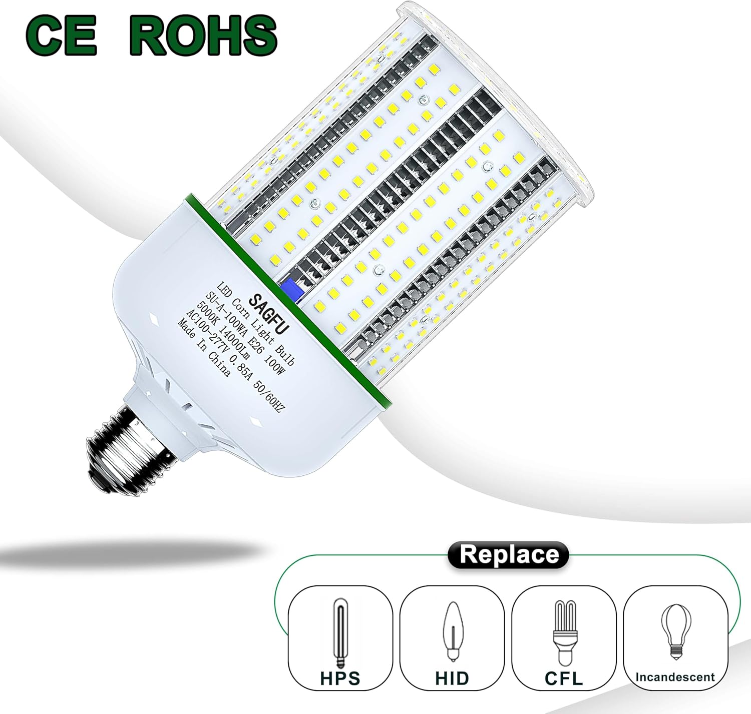 SAGFU 100W LED Corn COB Light Bulb,LED Corn Bulb 5000K Daylight - image 2