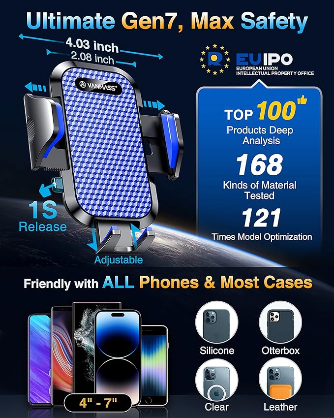 VANMASS Ace Car Phone Holder Mount Upgraded [Military Steel Hook - image 5