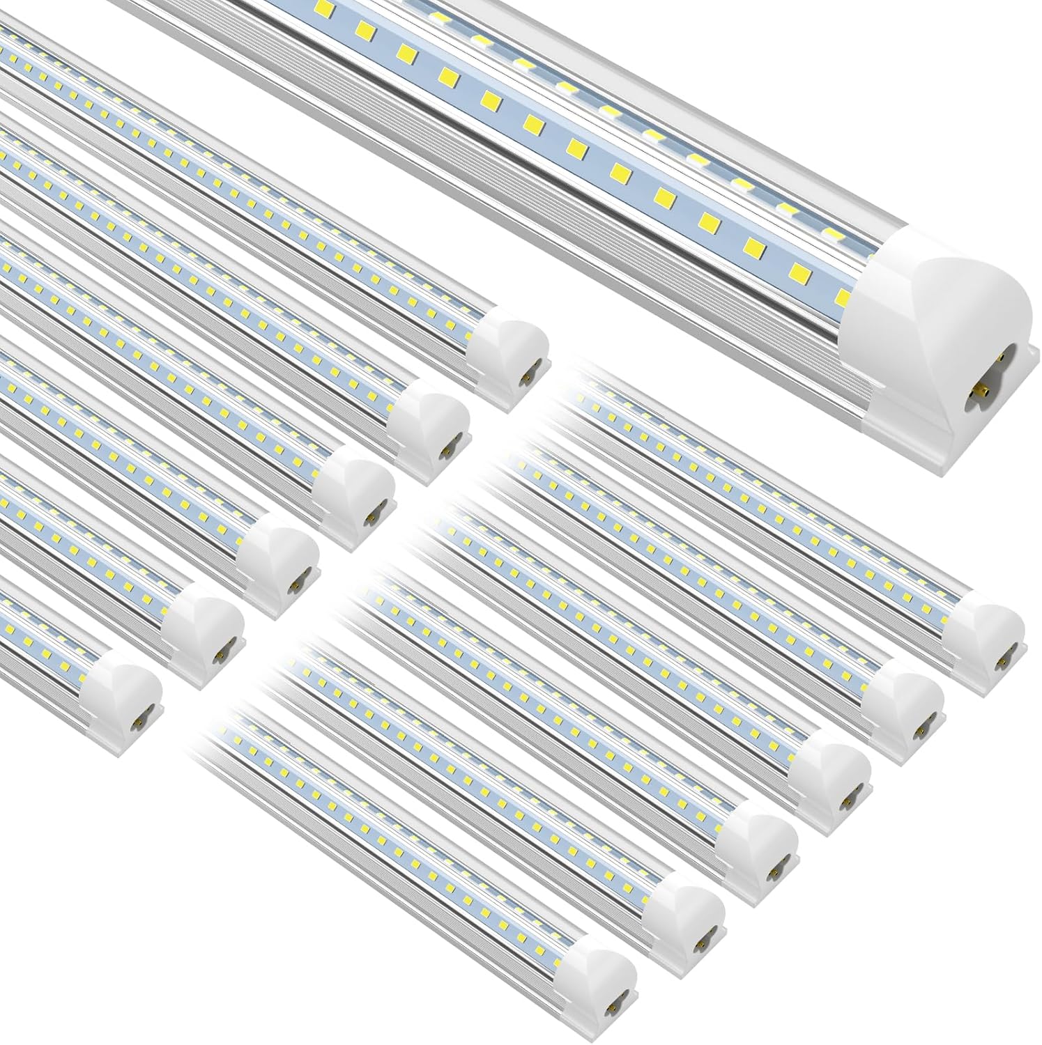 (12-Pack) LED Shop Light 6FT, 60W High Output 8000LM, 6000K Daylight, V-Shaped Linkable LED Light Fixture for Utility Shop, T8 Integrated Shop Light for Garage, Basement, Warehouse, ETL Listed