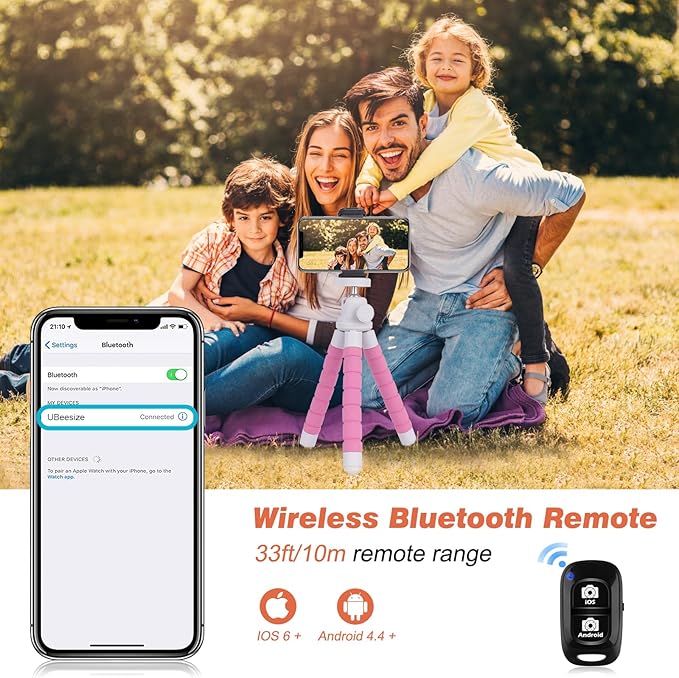 UBeesize Flexible Phone Tripod with Wireless Remote and Clip - image 4