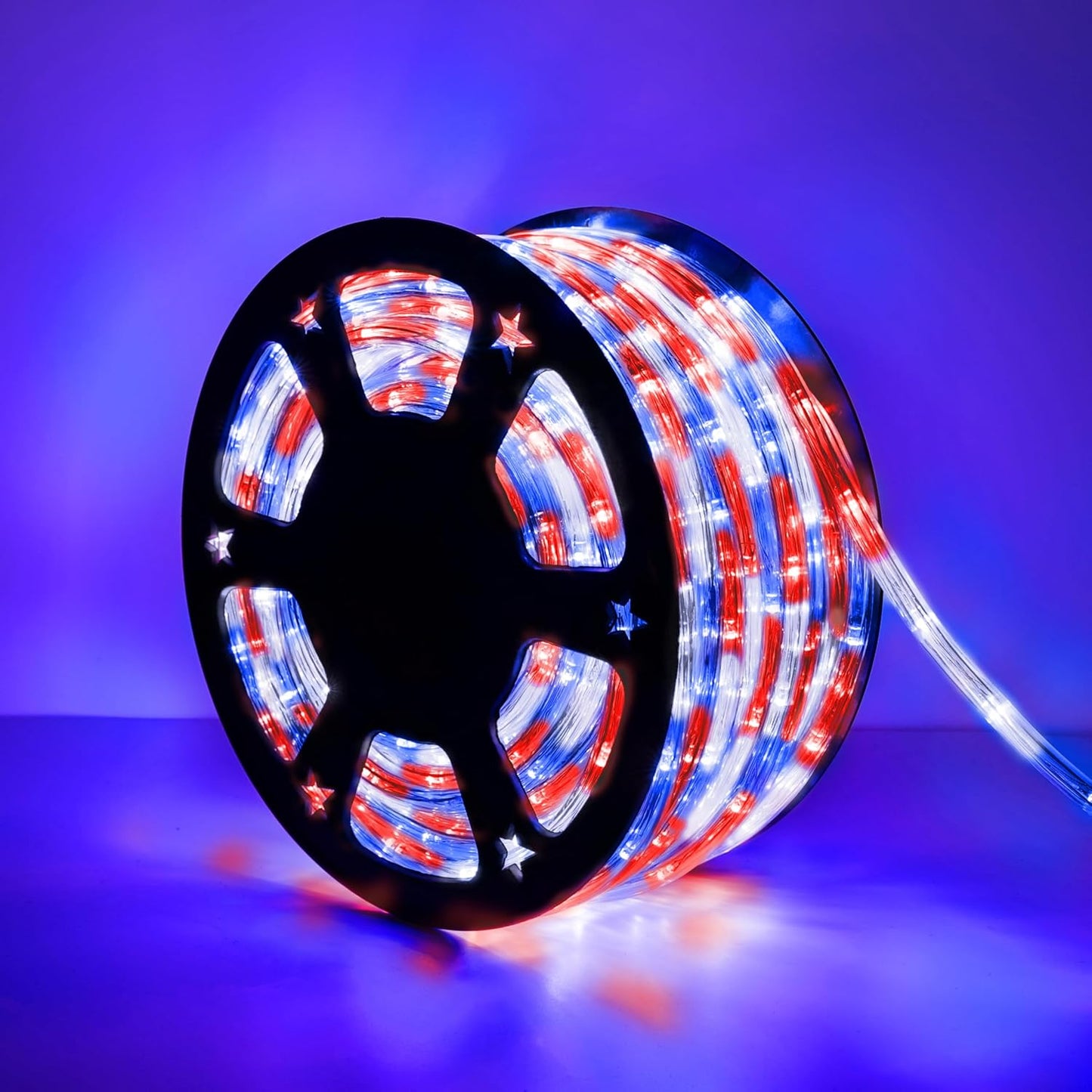 100ft LED Rope Lights Outdoor, 720 LED Connectable & Flexible Tube Lights with 8 Modes, Waterproof LED Rope Lighting for Independence Flag Day, Memorial Day, Outdoor,Indoor Decor (Red & White & Blue)
