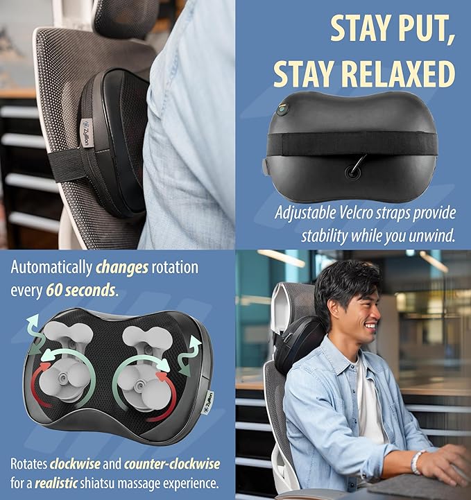 Zyllion Shiatsu Back and Neck Massager with Heat - Everyday Use - image 4