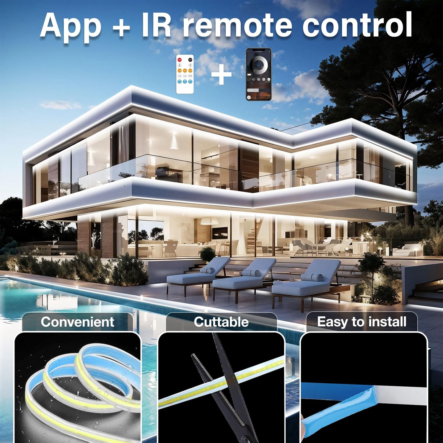 talkhigh 100ft COB Outdoor LED Strip Lights Waterproof,Dimmable 6500K - image 3