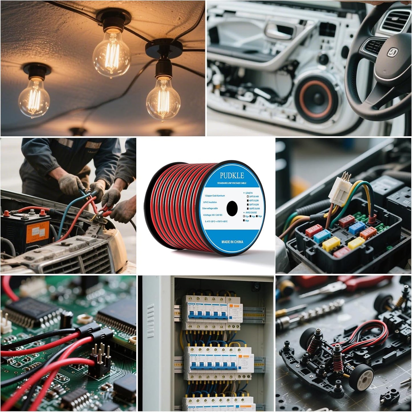 PUDKLE 12 Gauge/12 AWG Copper Clad Aluminum 2 Conductor Red Black - image 6