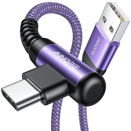 AINOPE USB C Charger Cable, 3.1A Type C Charger Cable Fast Charging, [2 Pack, 2M] Right Angle USB c Fast Charger Cable Compatible with Samsung Charger Type c, Huawei, Google Pixel, Sony Xperia, LG