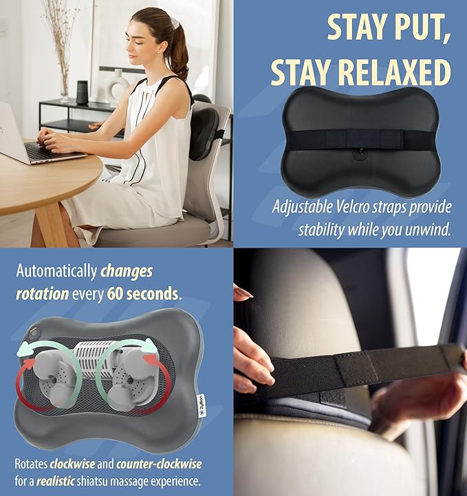 Zyllion Shiatsu Back and Neck Massager with Heat - Everyday Use - image 5