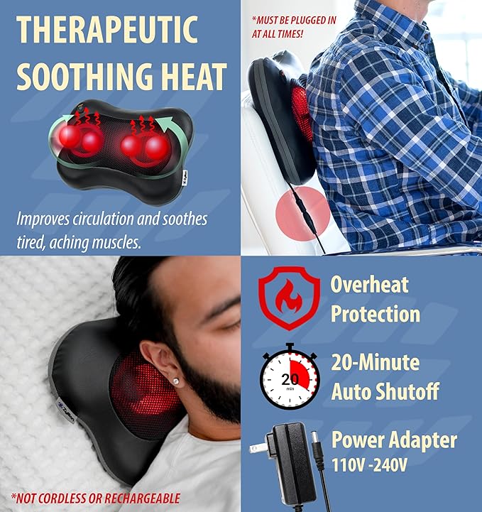 Zyllion Shiatsu Back and Neck Massager with Heat - Everyday Use - image 4