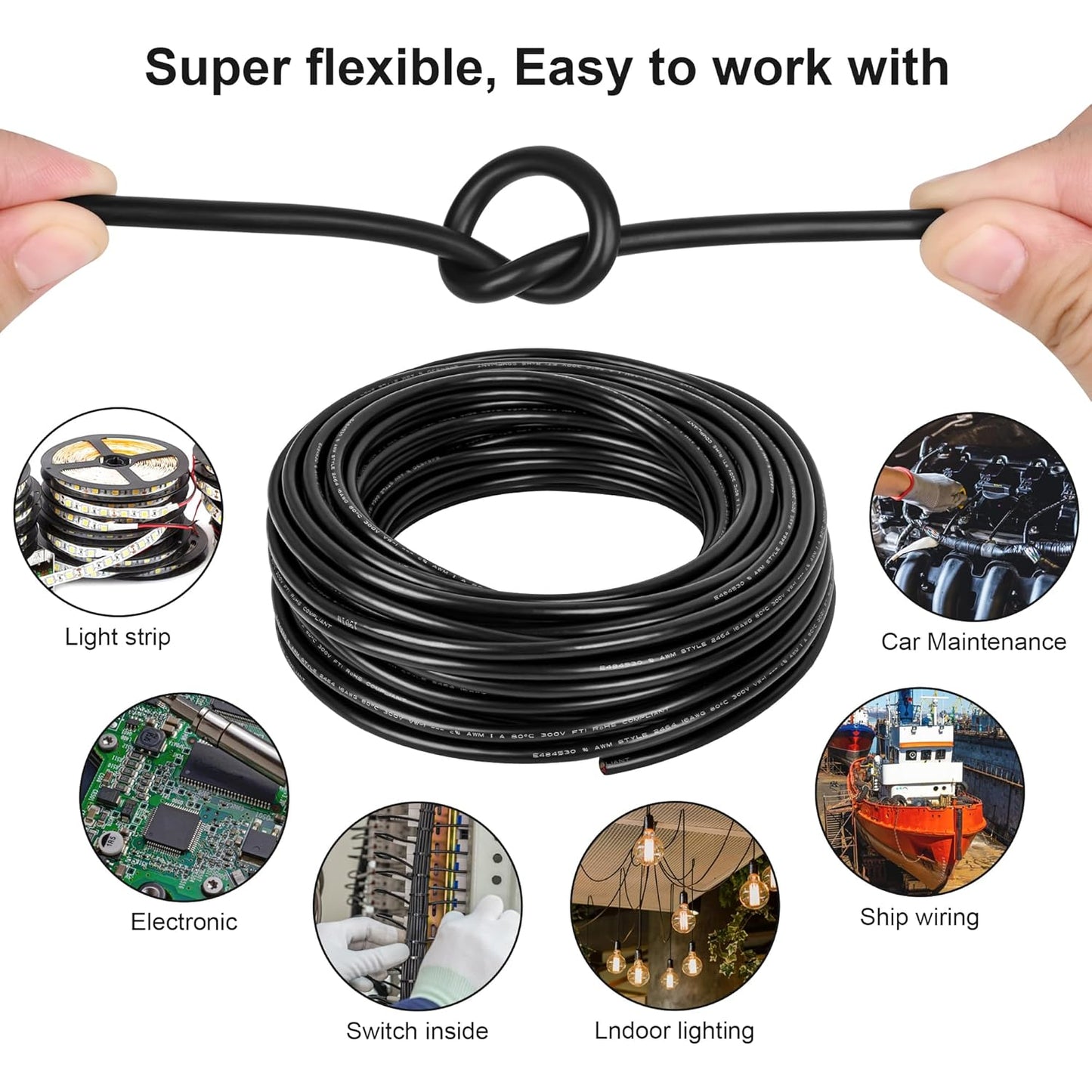 12 Gauge Wire 3 Conductor,12 AWG Electrical Wire Stranded PVC Cord Oxygen-Free Copper Cable,50FT 3 Core Pure Copper Flexible Cable Wire for LED Lamp Lighting Strips Automotive (12AWG-3C, 50FT)…