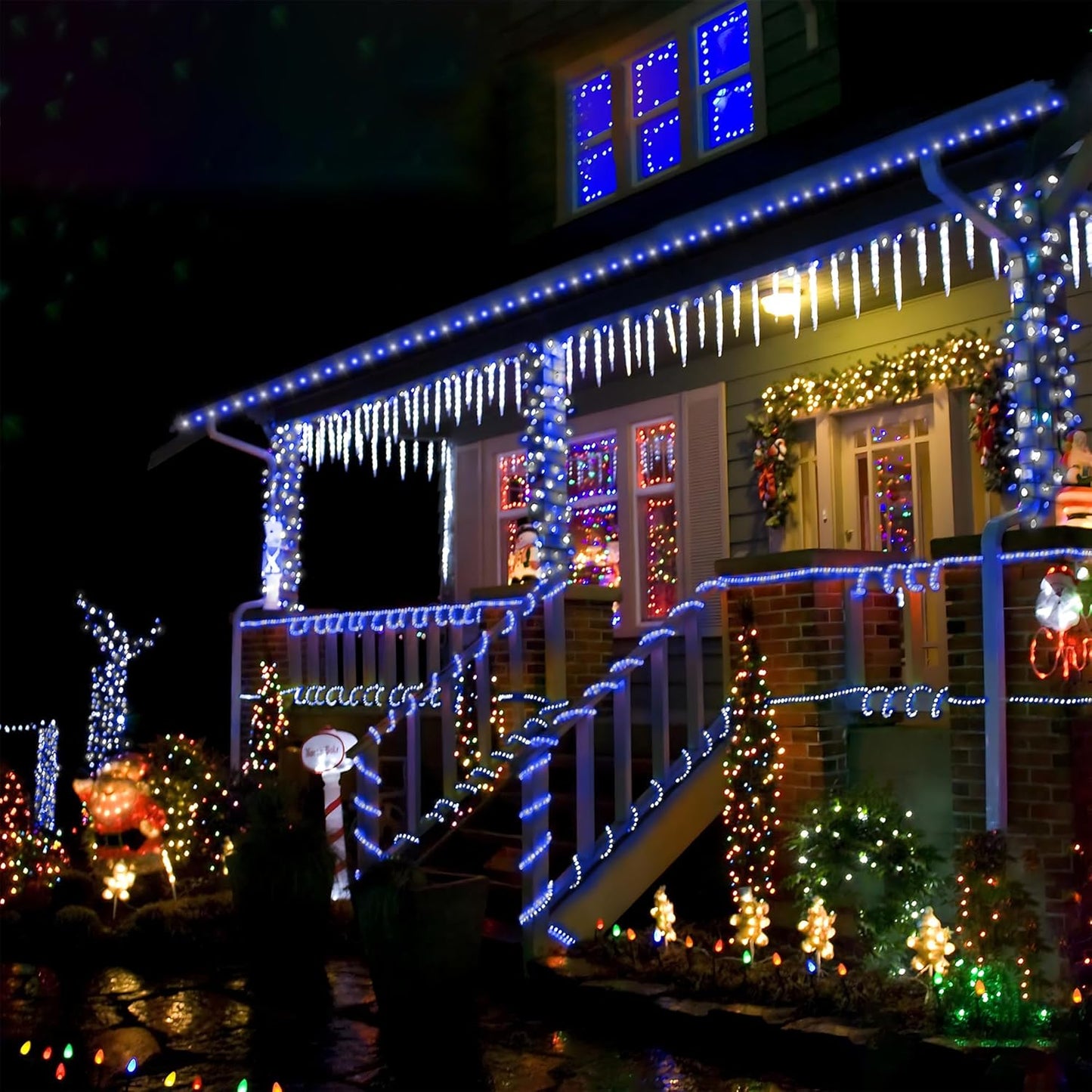 100ft LED Rope Lights Outdoor, 720 LED Connectable and Flexible Tube Lights with 8 Modes, Waterproof LED Rope Lighting for Garden Patio Bedroom Party Pool Indoor Outdoor Christmas Decor (White & Blue)