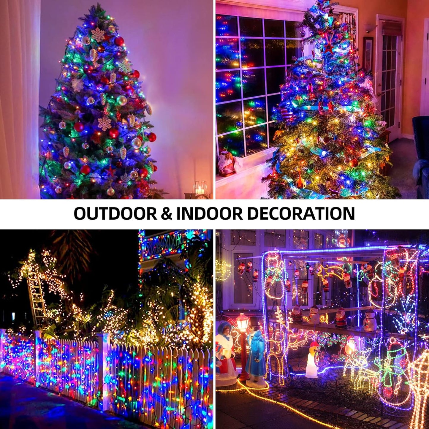1000 LED 328ft 8 Modes with Timer Christmas String Lights IP55 Outdoor Waterproof UL Certificated Indoor Fairy Lights Garden Patio Wedding Christma Trees Parties Decoration Multicolor