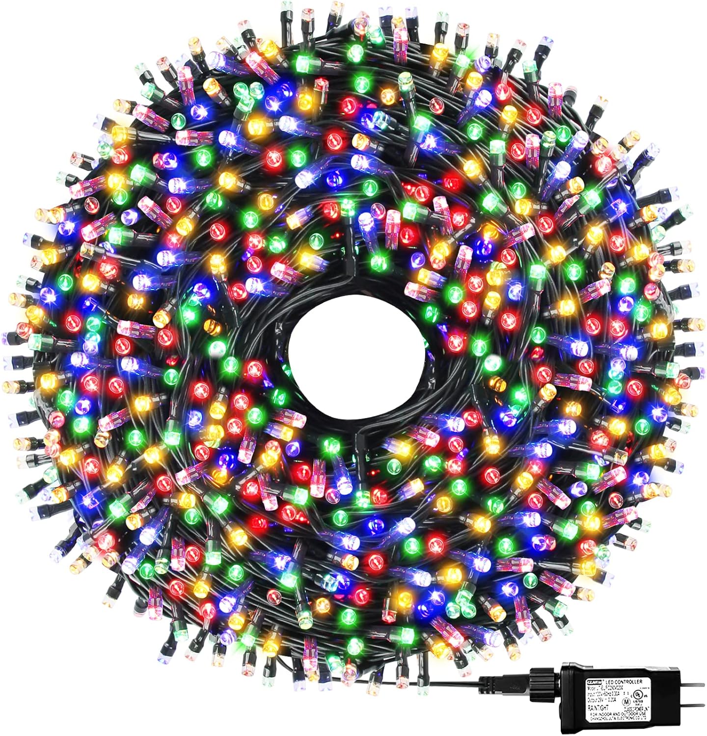 1000 LED 328ft 8 Modes with Timer Christmas String Lights IP55 Outdoor Waterproof UL Certificated Indoor Fairy Lights Garden Patio Wedding Christma Trees Parties Decoration Multicolor